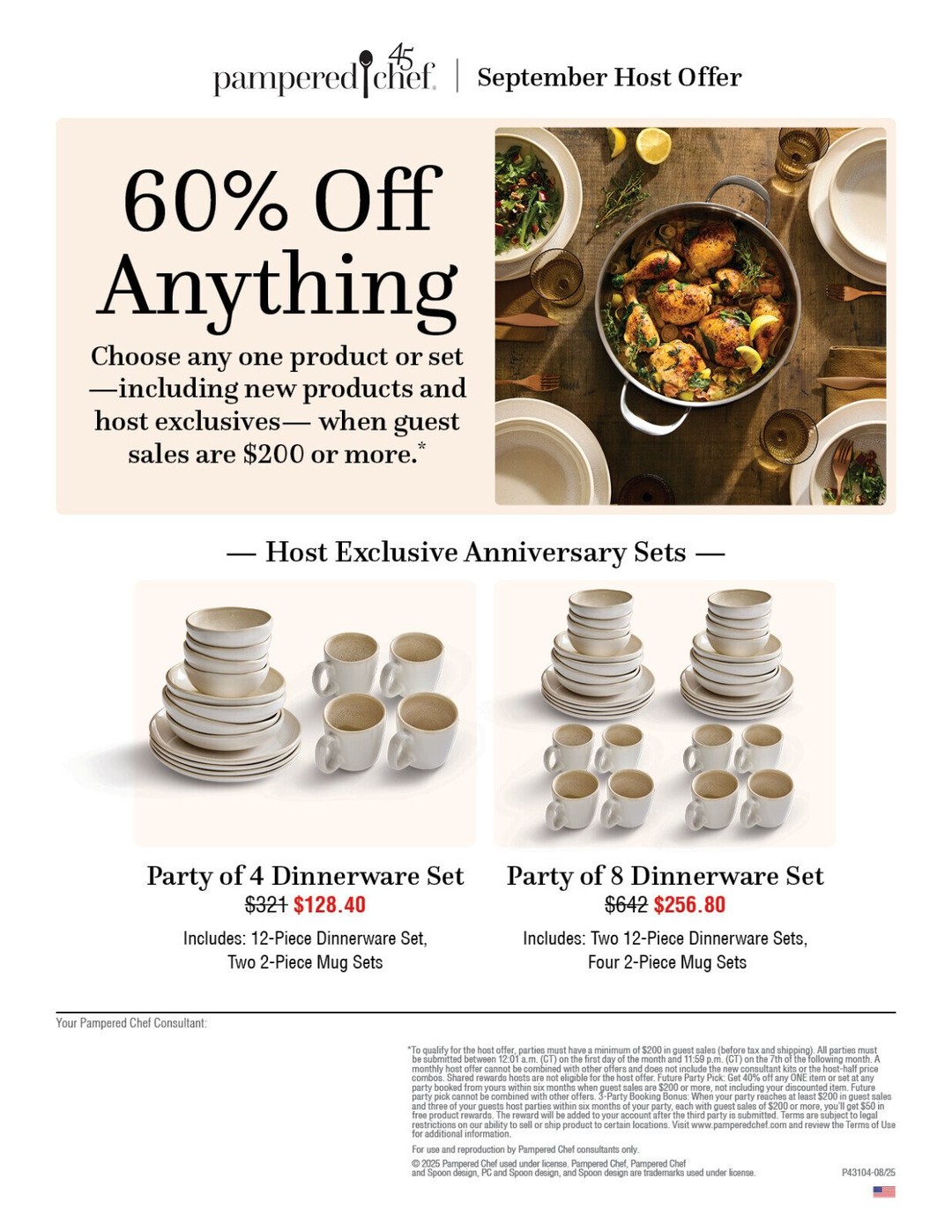 🍂 September Pampered Chef Offers are HERE and they’re bringing the HEAT! 🔥
You’re going to LOVE what Pampered Chef has in store this month 🎉

✨ Host Perks:
Host in September and choose ANY one product or set for 60% OFF—yes, even appliances or our brand-new fall products! One of our most loved host deals is BACK! 🙌
Drop a 👀 below if you want the scoop!

🎁 Order Freebies:
🛍 Spend $90 = FREE gift
🤩Spend $120 = FREE Bonus Gift
📦 Spend $150 = FREE shipping (AK/HI $200+)

🍽️ Limited Time Offer: Sept 8-14 Buy two meal mixes, pick a third for free!

💼 Join the Fun:
Looking for a flexible, mom-approved side hustle? Choose one of our starter kits this month and earn extra money right away plus free products with our new consultant incentive program.  PLUS you could earn some exclusives this month only!
Drop a ❤️ if you want to chat about it!

 #SeptemberOffers #PamperedChef #HostPerks #KitchenAppliances #CookingSets #LetsGetCooking